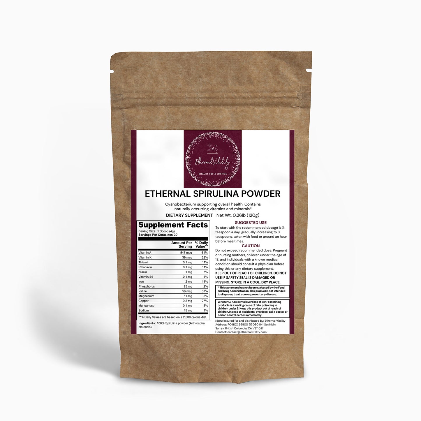 Ethernal Spirulina Vitality Powder
