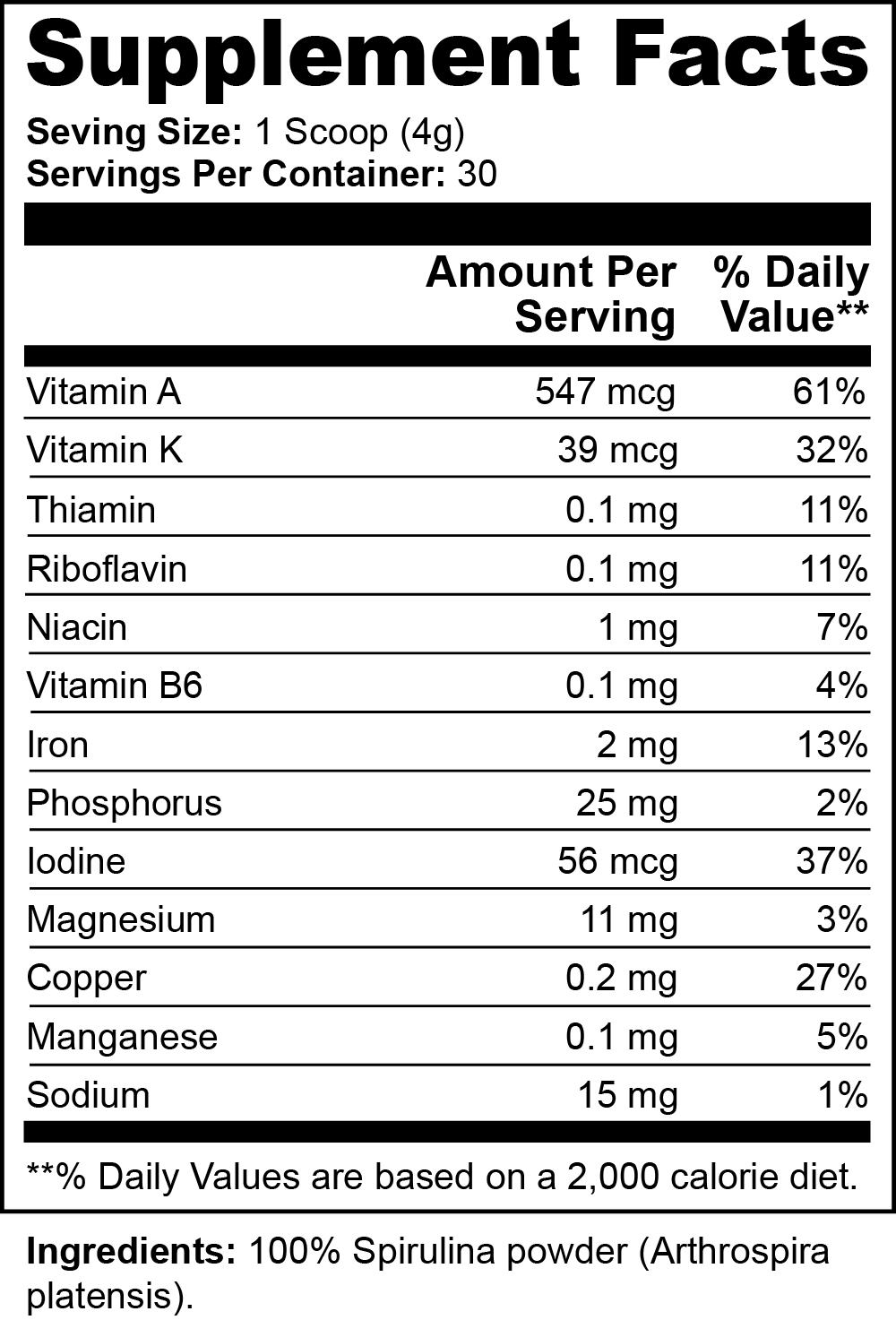 Ethernal Spirulina Vitality Powder