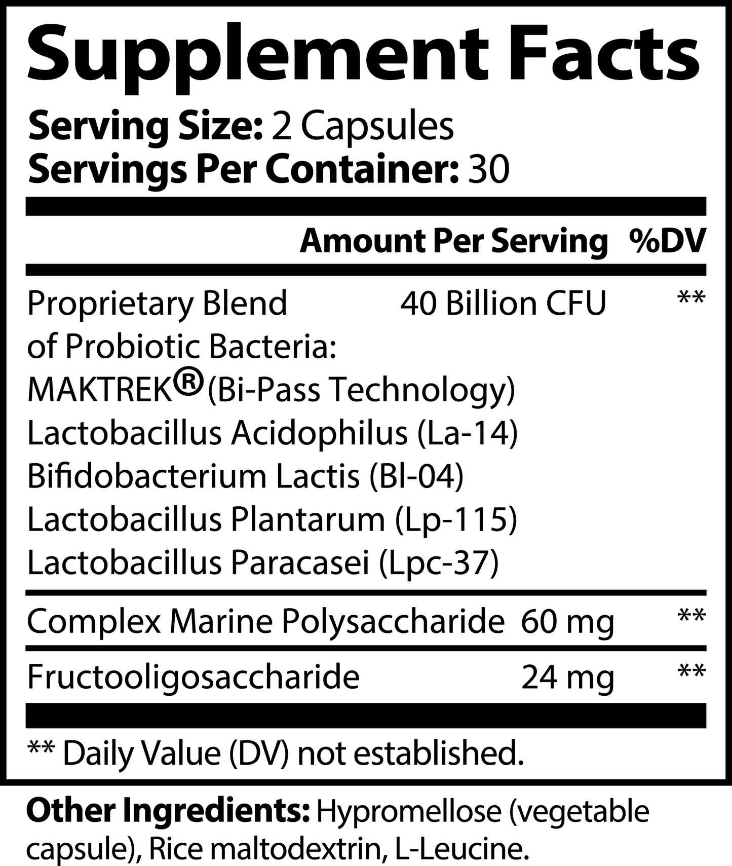 Ethernal Pro/Prebiotic Support 40 Bi CFU